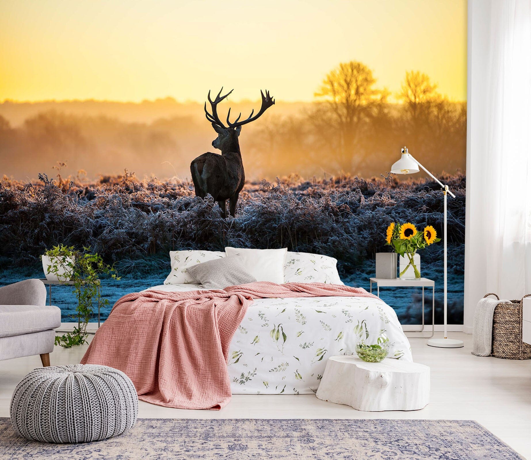 3D Elk Dusk Grassland 057 Wall Murals Wallpaper AJ Wallpaper 2 