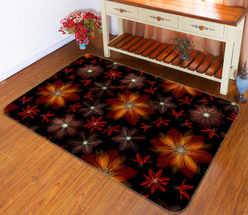 3D Red Flower 177 Assaf Frank Rug Non Slip Rug Mat