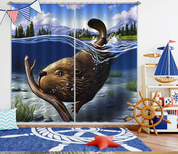 3D Busy Beaver 86053 Jerry LoFaro Curtain Curtains Drapes