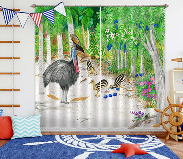 3D Forest Bird 044 Michael Sewell Curtain Curtains Drapes