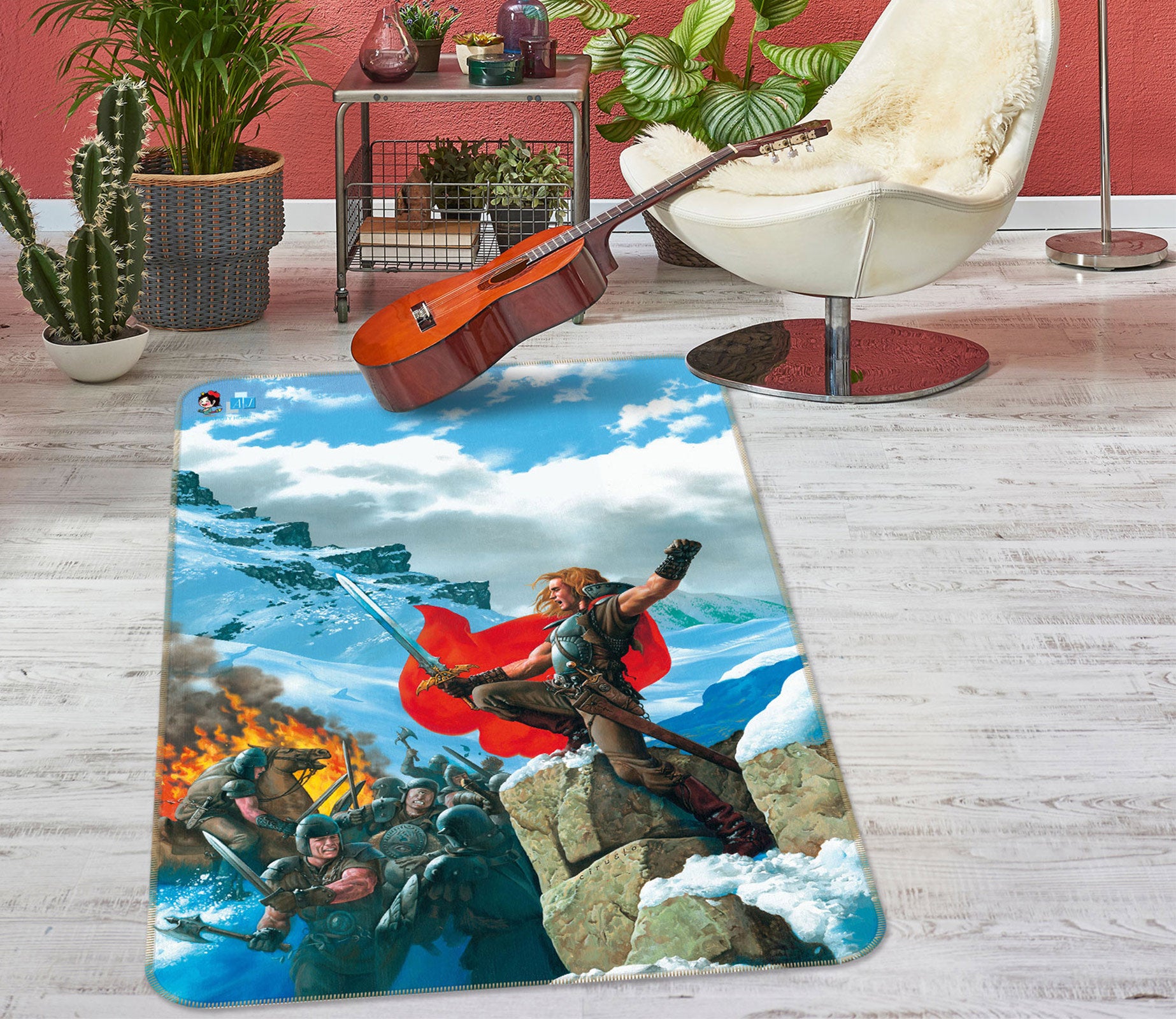 3D Warrior Soldier Sky 5198 Ciruelo Rug Non Slip Rug Mat