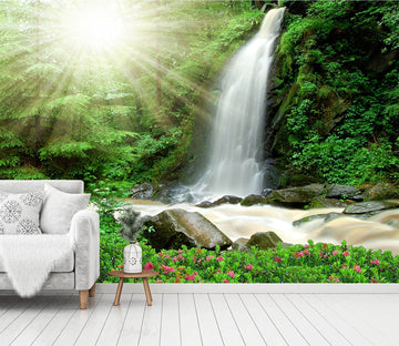 3D Forest Waterfall 110 Wall Murals Wallpaper AJ Wallpaper 2 