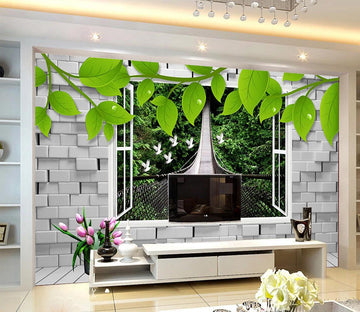 3D Forest Bridge WC725 Wall Murals