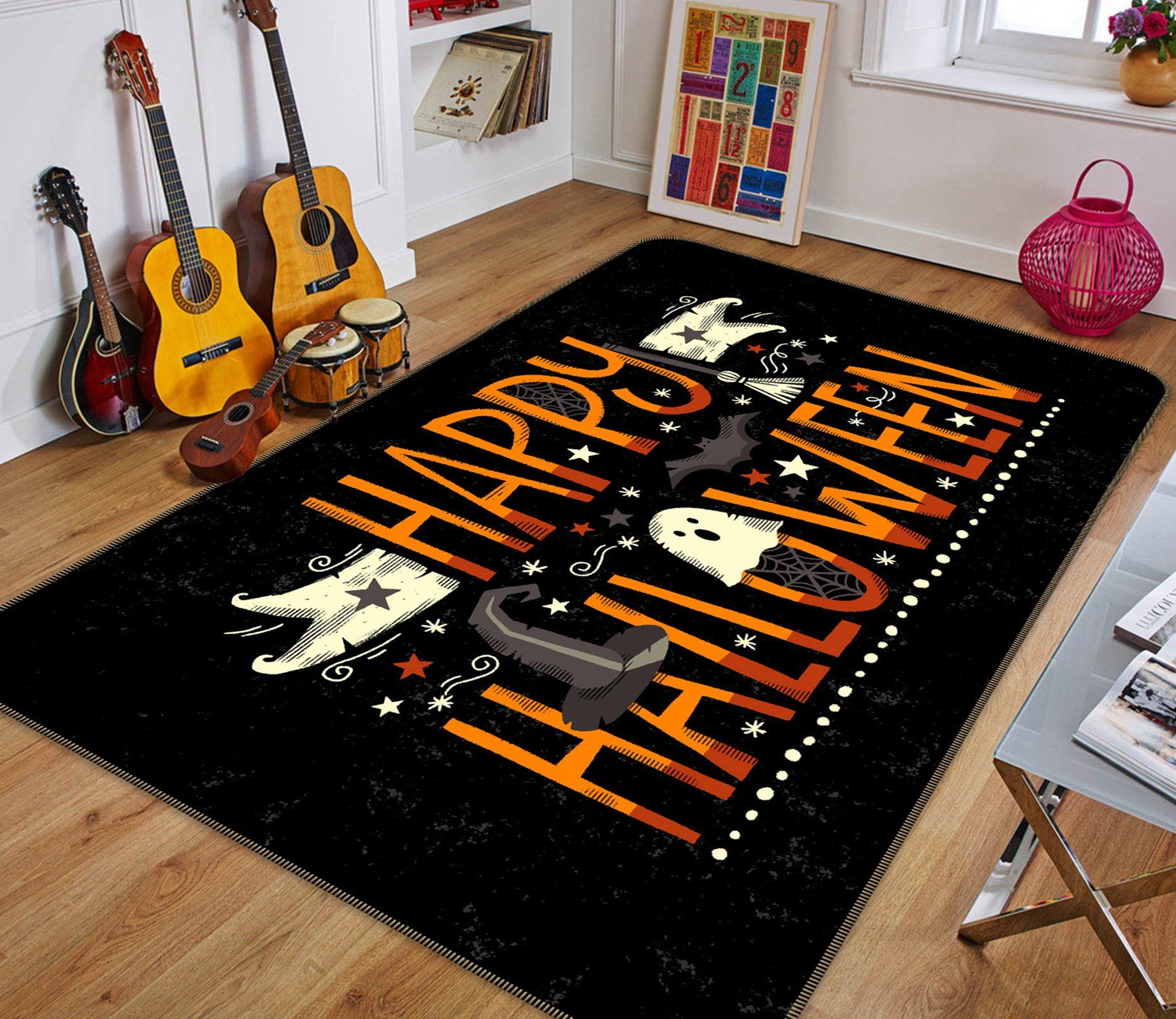 3D Broom Hat Stars 210 Halloween Non Slip Rug Mat Mat AJ Creativity Home 