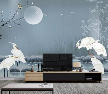 3D White Crane WC2383 Wall Murals