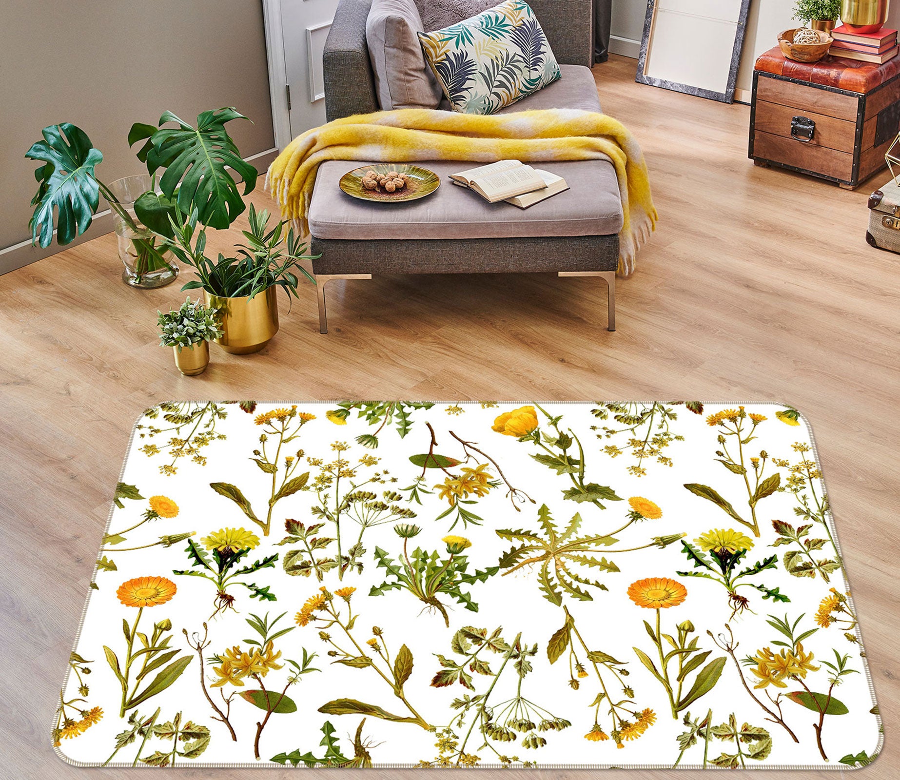 3D Bright Chrysanthemum 113 Uta Naumann Rug Non Slip Rug Mat