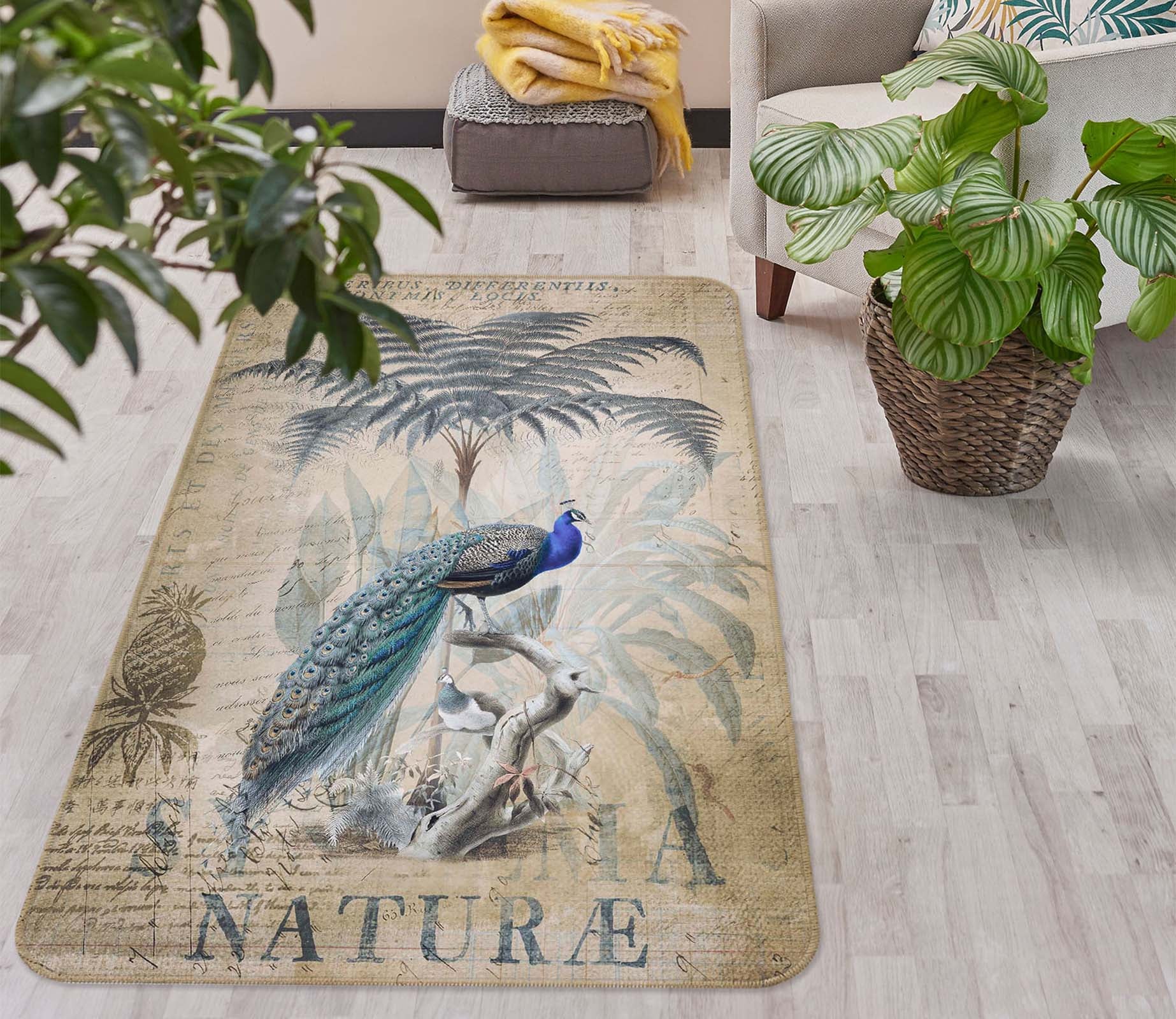 3D Wood Peacock 1028 Andrea haase Rug Non Slip Rug Mat