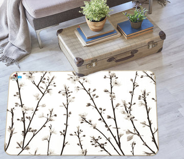 3D White Flower Branch 6803 Assaf Frank Rug Non Slip Rug Mat