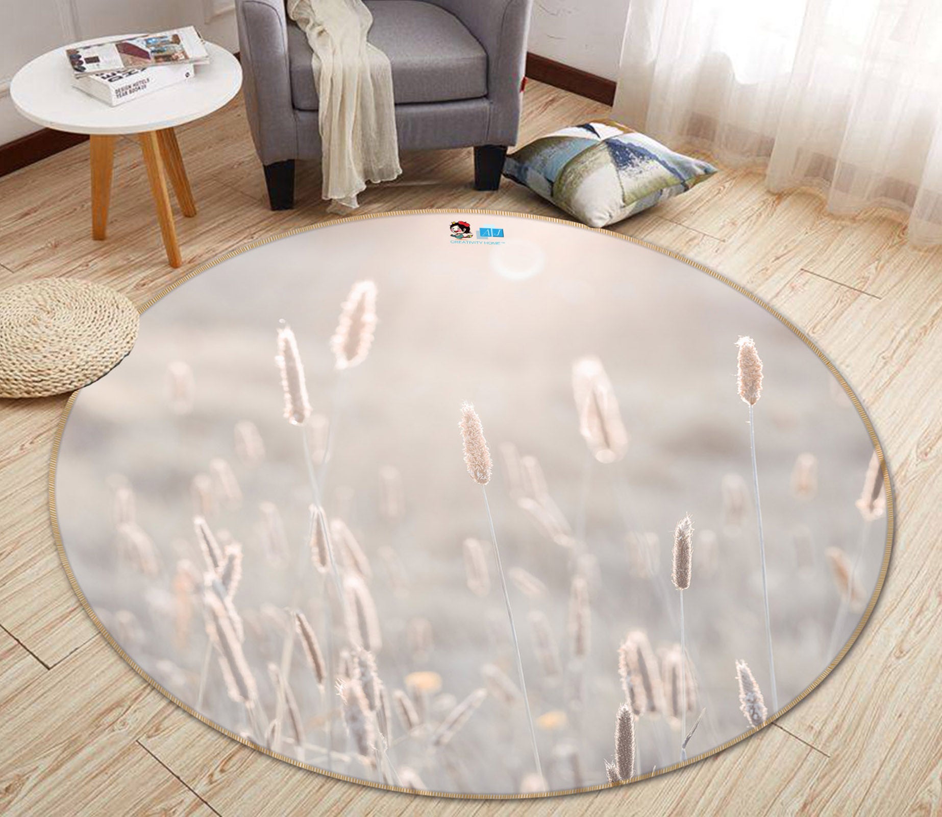 3D Morning Grass 7341 Assaf Frank Rug Round Non Slip Rug Mat