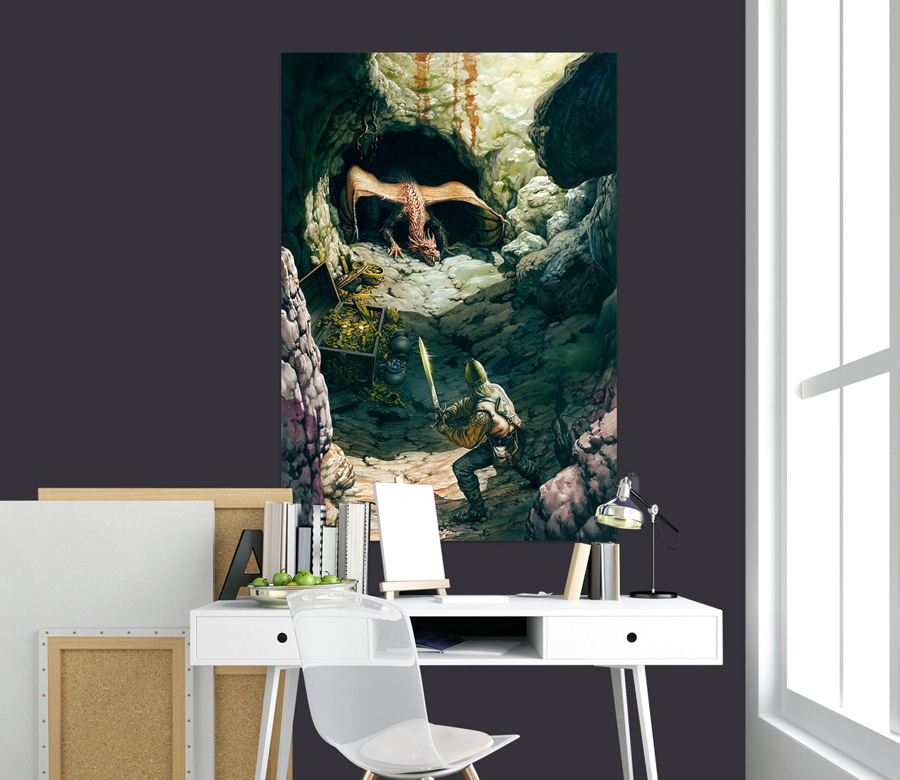 3D Dragon Cave Soldier 8084 Ciruelo Wall Sticker