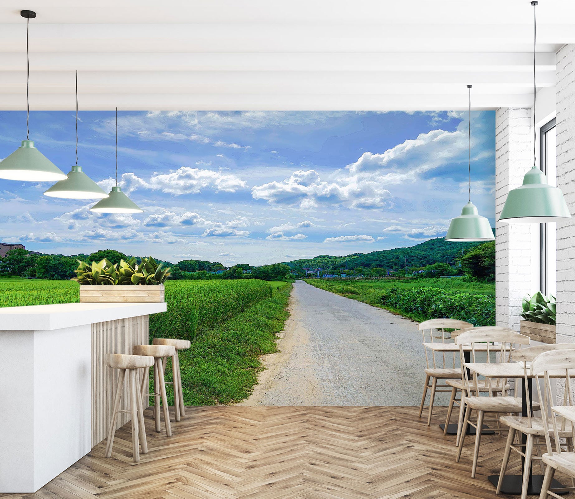 3D Sky Grass Path 9174 Alius Herb Wall Mural Wall Murals