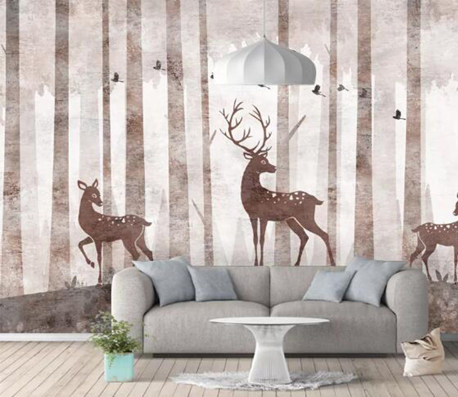 3D Sika Deer Pattern WC828 Wall Murals