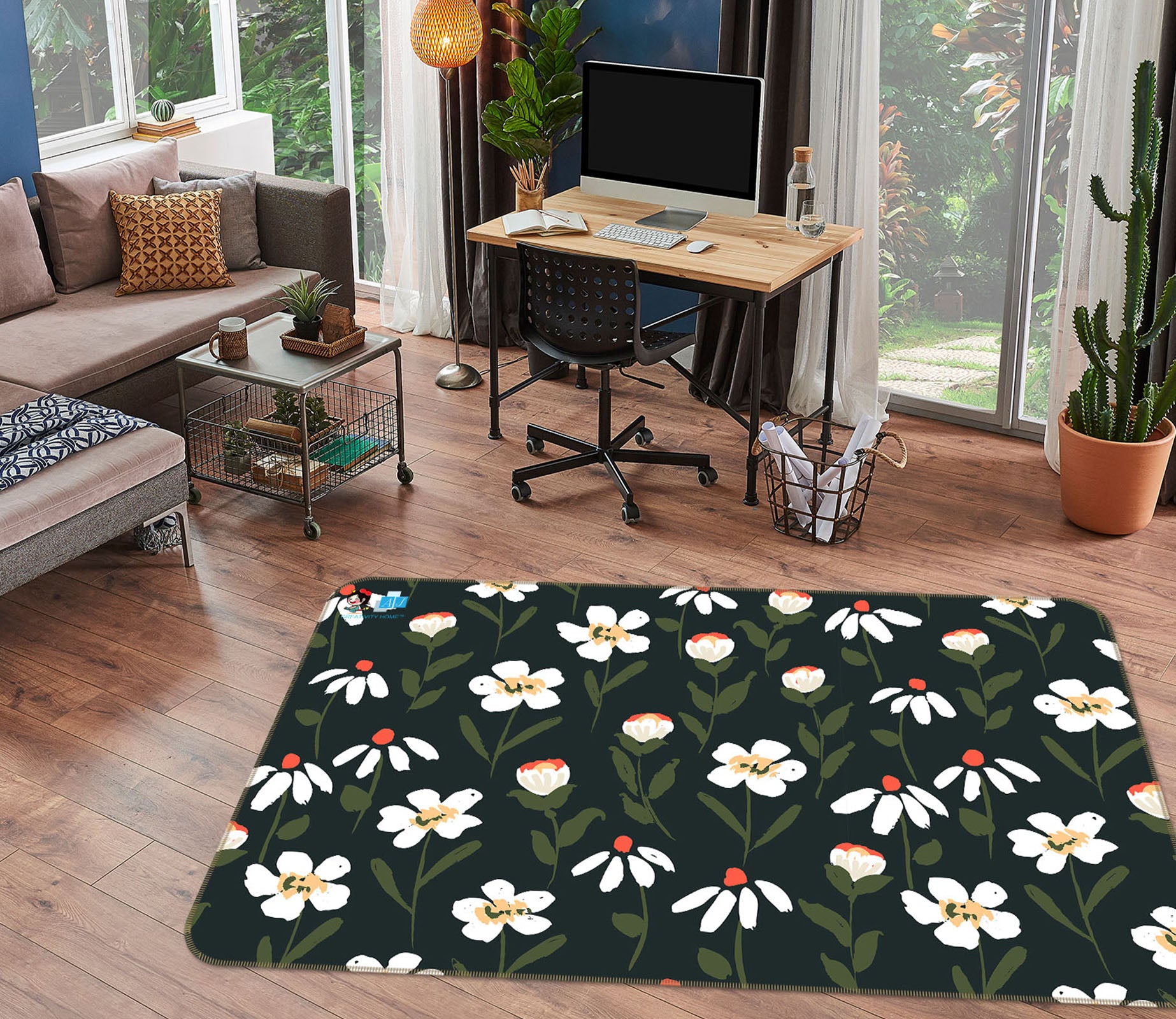 3D Flower Bud Petal Pattern 10773 Kashmira Jayaprakash Rug Non Slip Rug Mat