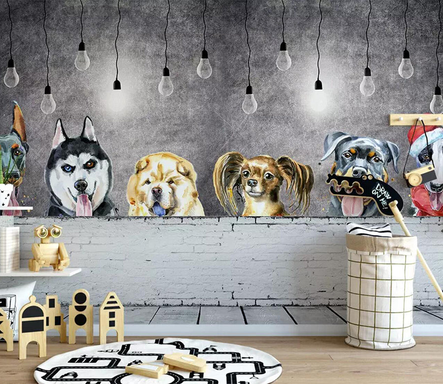 3D Cute Puppy WC491 Wall Murals