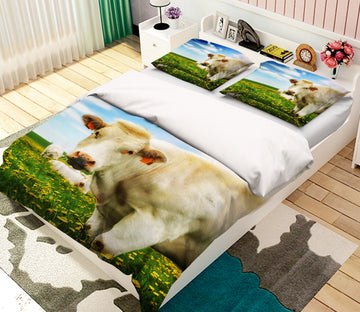 3D White Cow 043 Bed Pillowcases Quilt