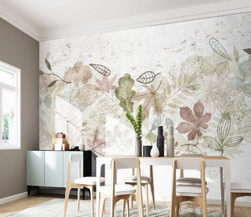 3D Red Leaves WC1496 Wall Murals