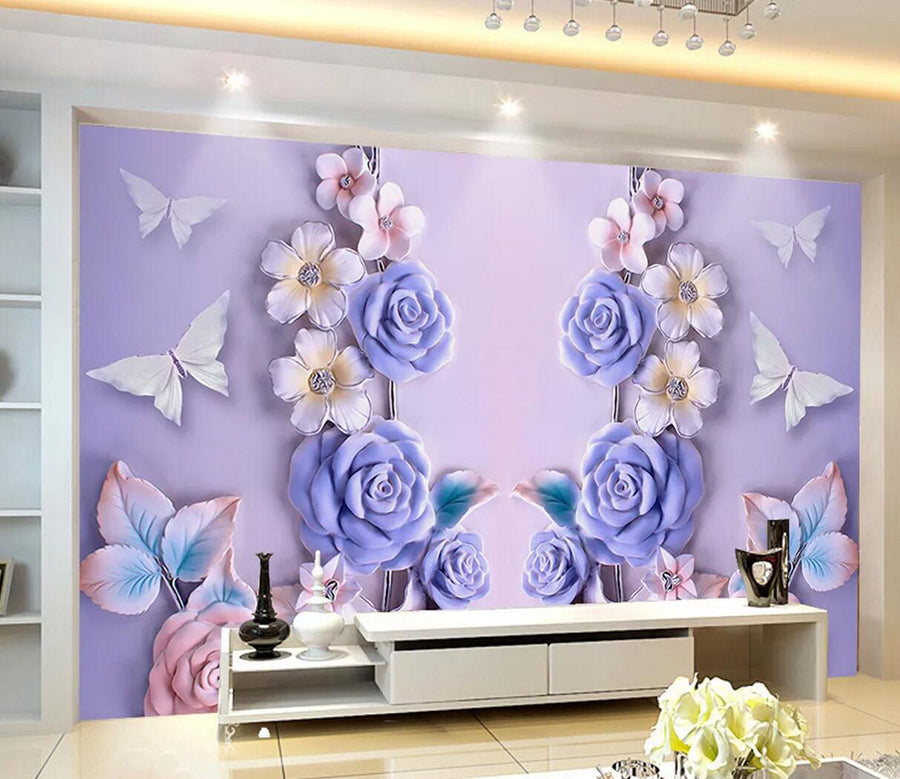 3D Blue Rose WC1136 Wall Murals