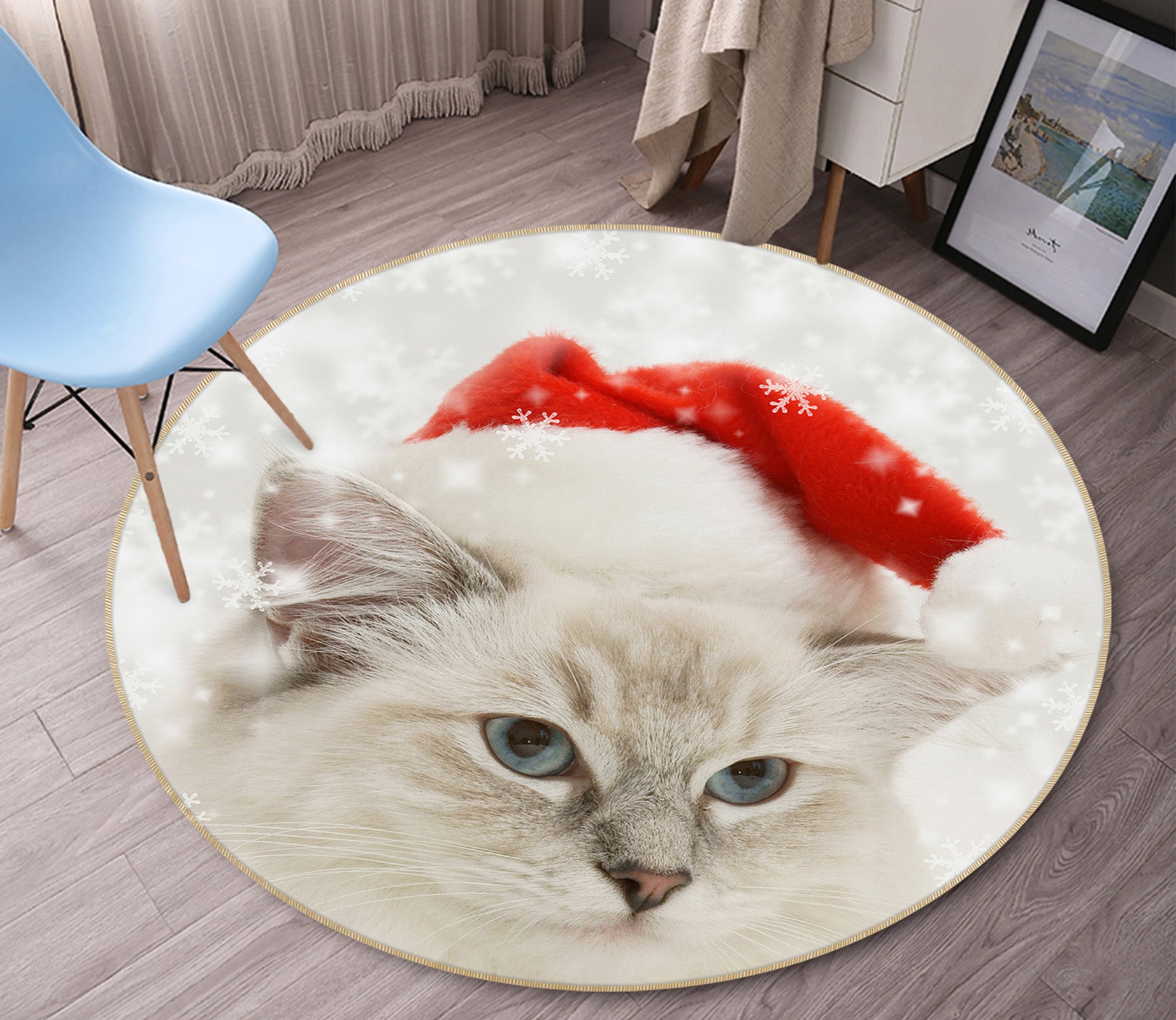 3D Cat 82012 Animal Round Non Slip Rug Mat