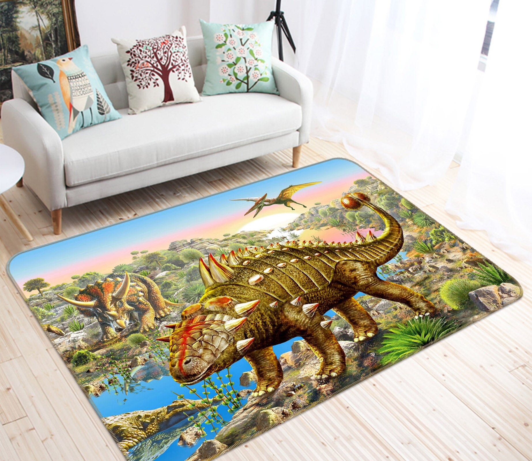 3D Dinosaur Kingdom 1051 Adrian Chesterman Rug Non Slip Rug Mat Mat AJ Creativity Home 