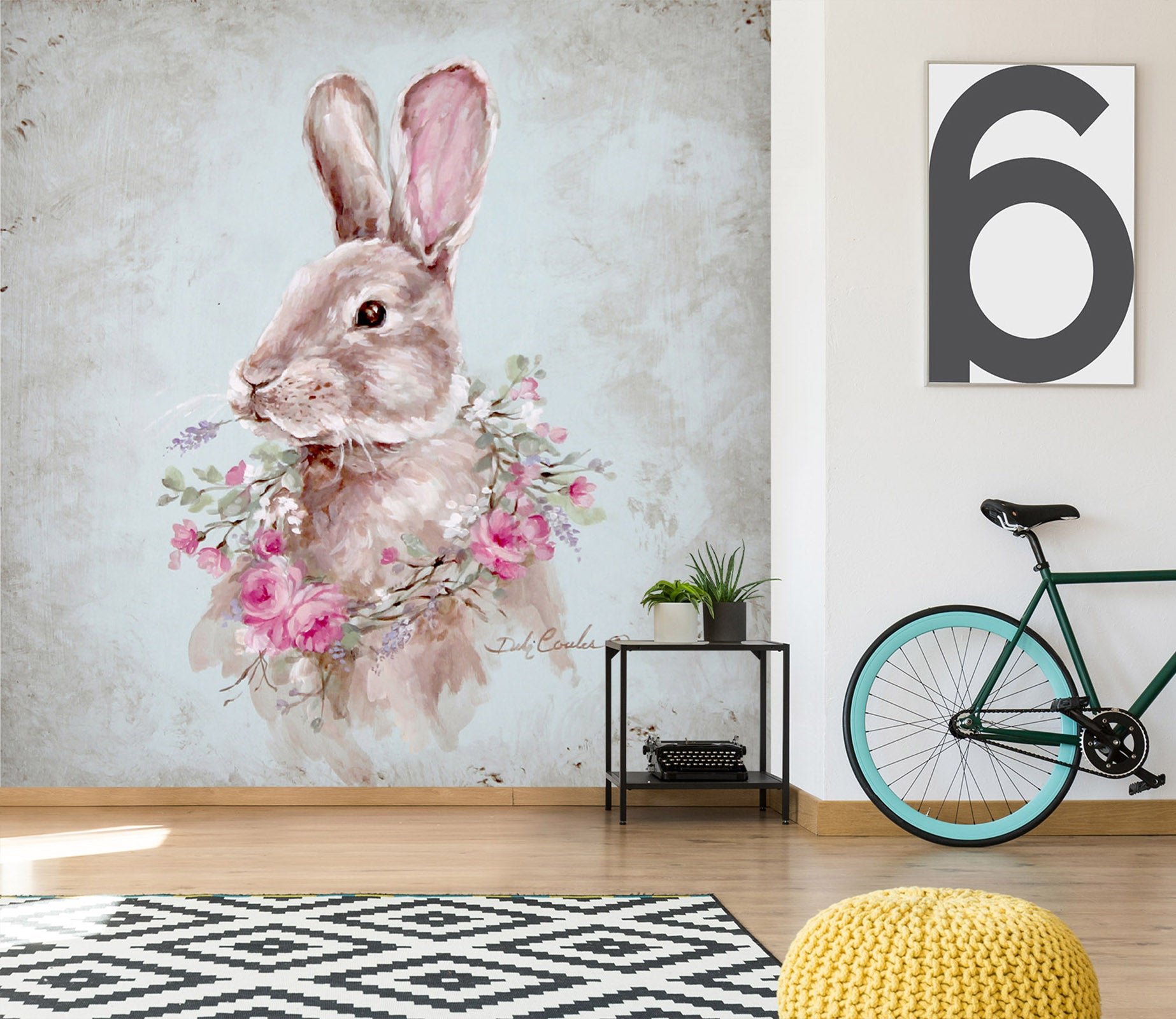 3D Wreath Bunny 3155 Debi Coules Wall Mural Wall Murals