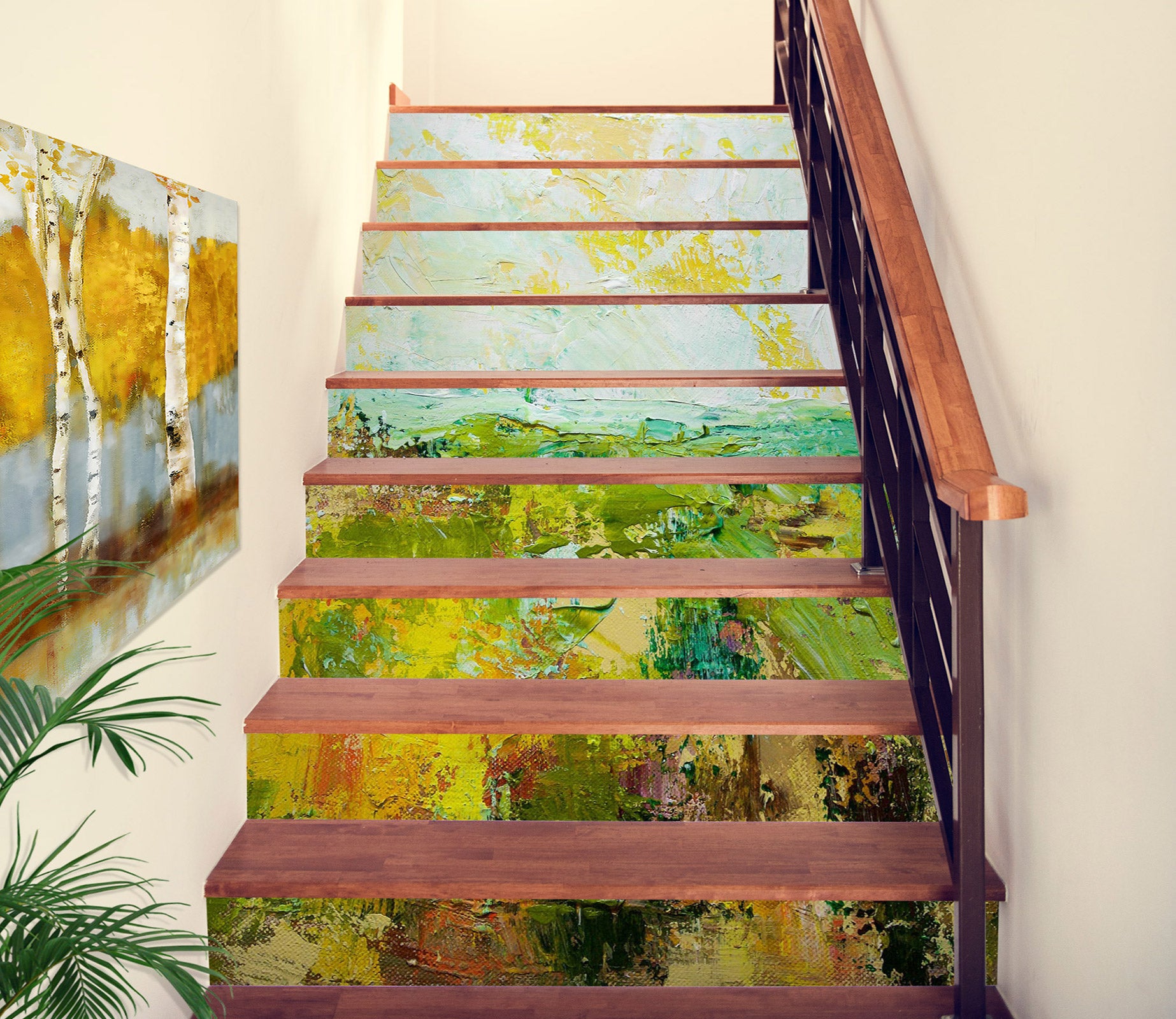 3D Field Grass Oil Painting 9057 Allan P. Friedlander Stair Risers