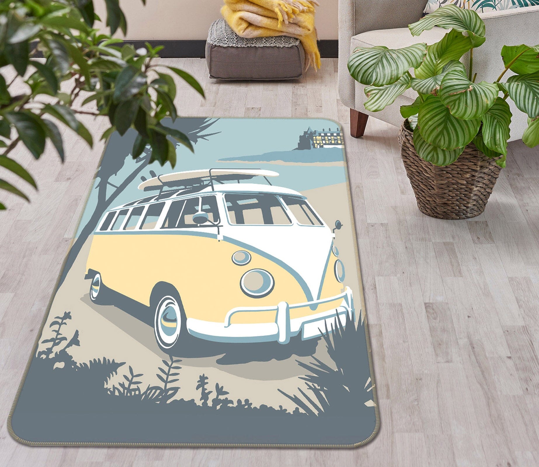 3D Newquay Camper 1127 Steve Read Rug Non Slip Rug Mat Mat AJ Creativity Home 