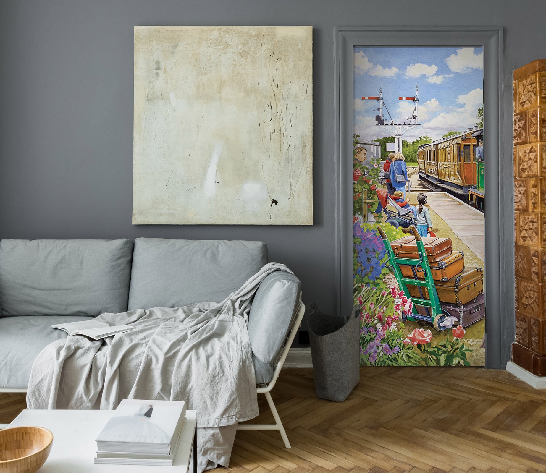 3D Train Luggage 103146 Trevor Mitchell Door Mural