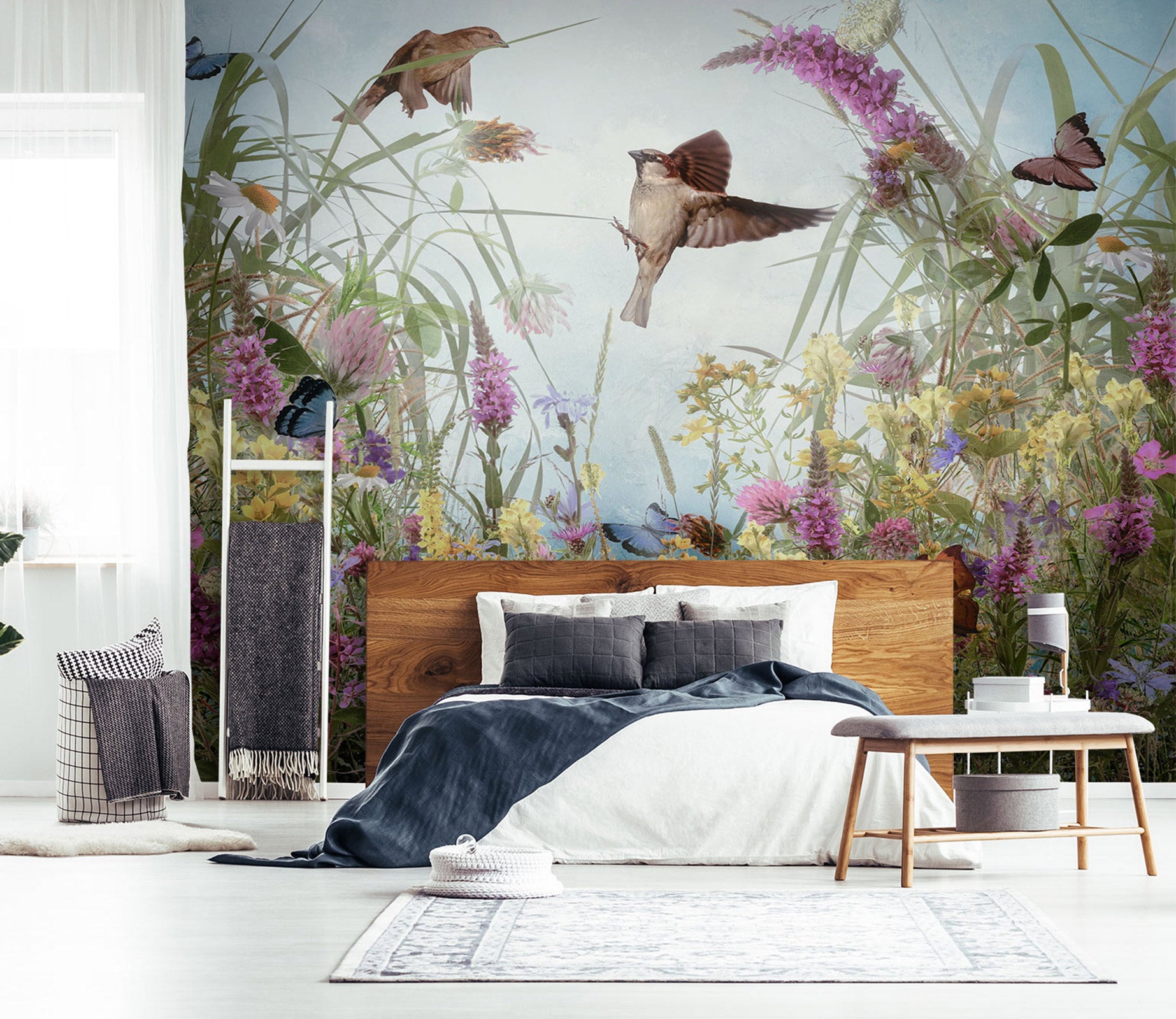 3D Garden Butterfly Bird 5216 Beth Sheridan Wall Mural Wall Murals