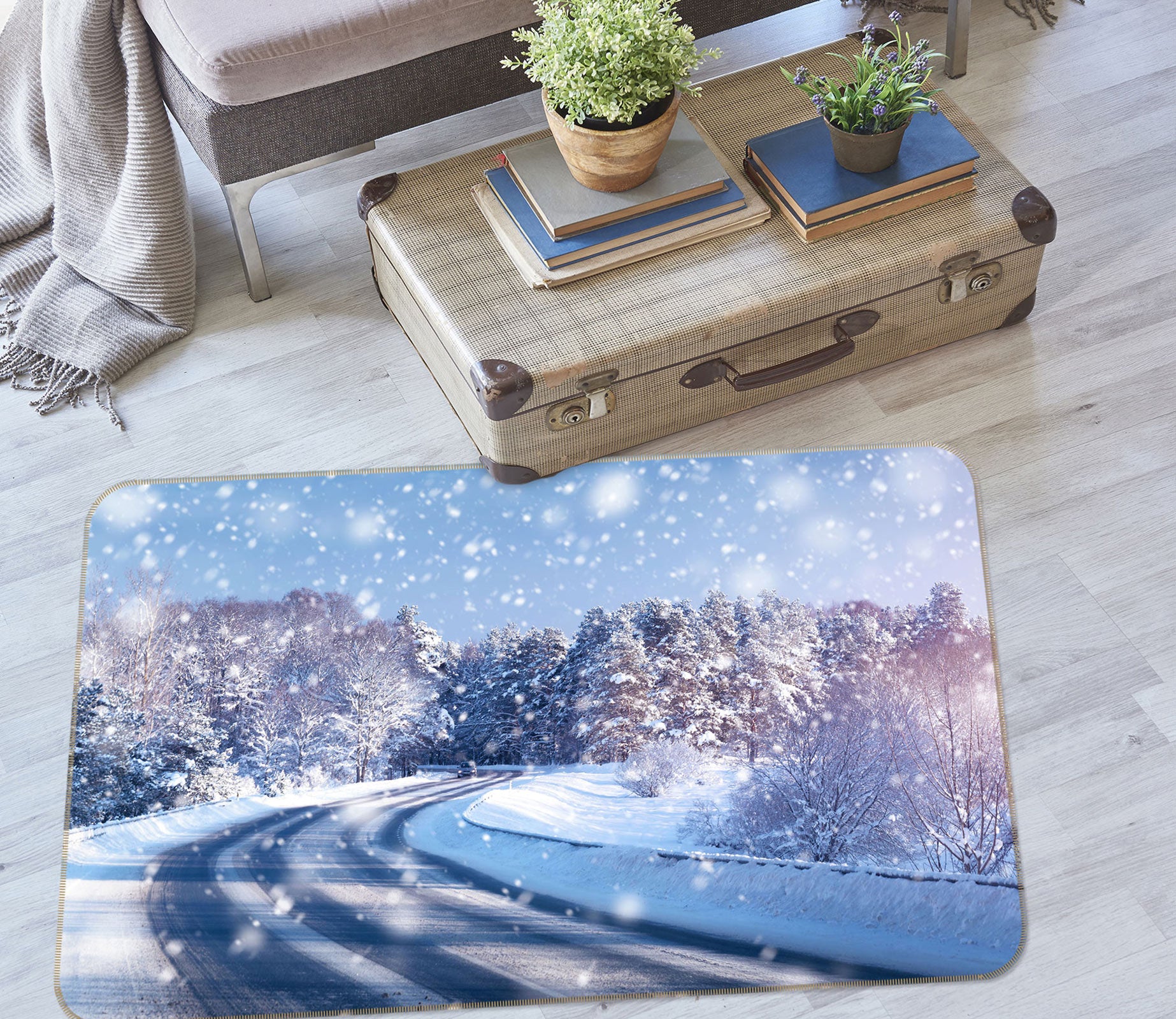 3D Snow Road 77230 Non Slip Rug Mat