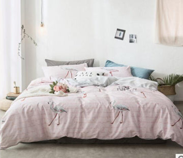 3D Light Pink Flamingo 14209 Bed Pillowcases Quilt