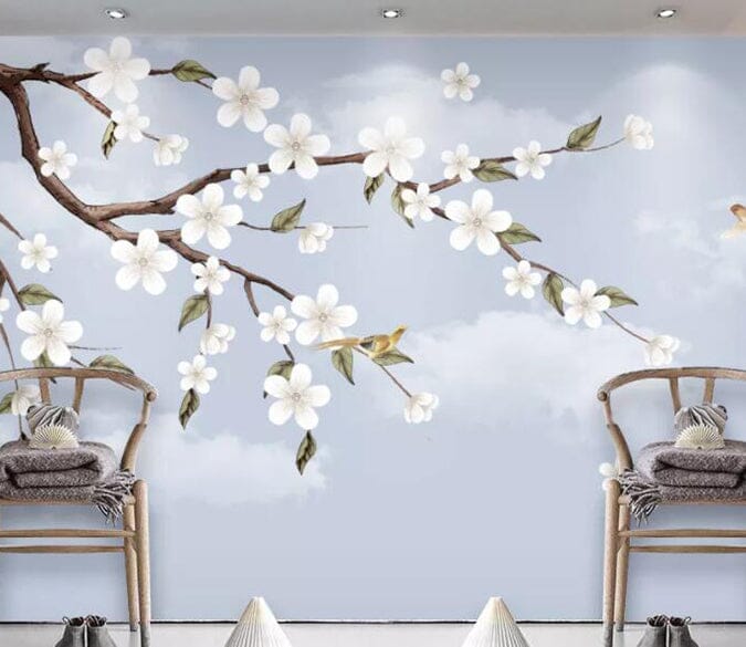 3D White Flowers 1514 Wall Murals Wallpaper AJ Wallpaper 2 