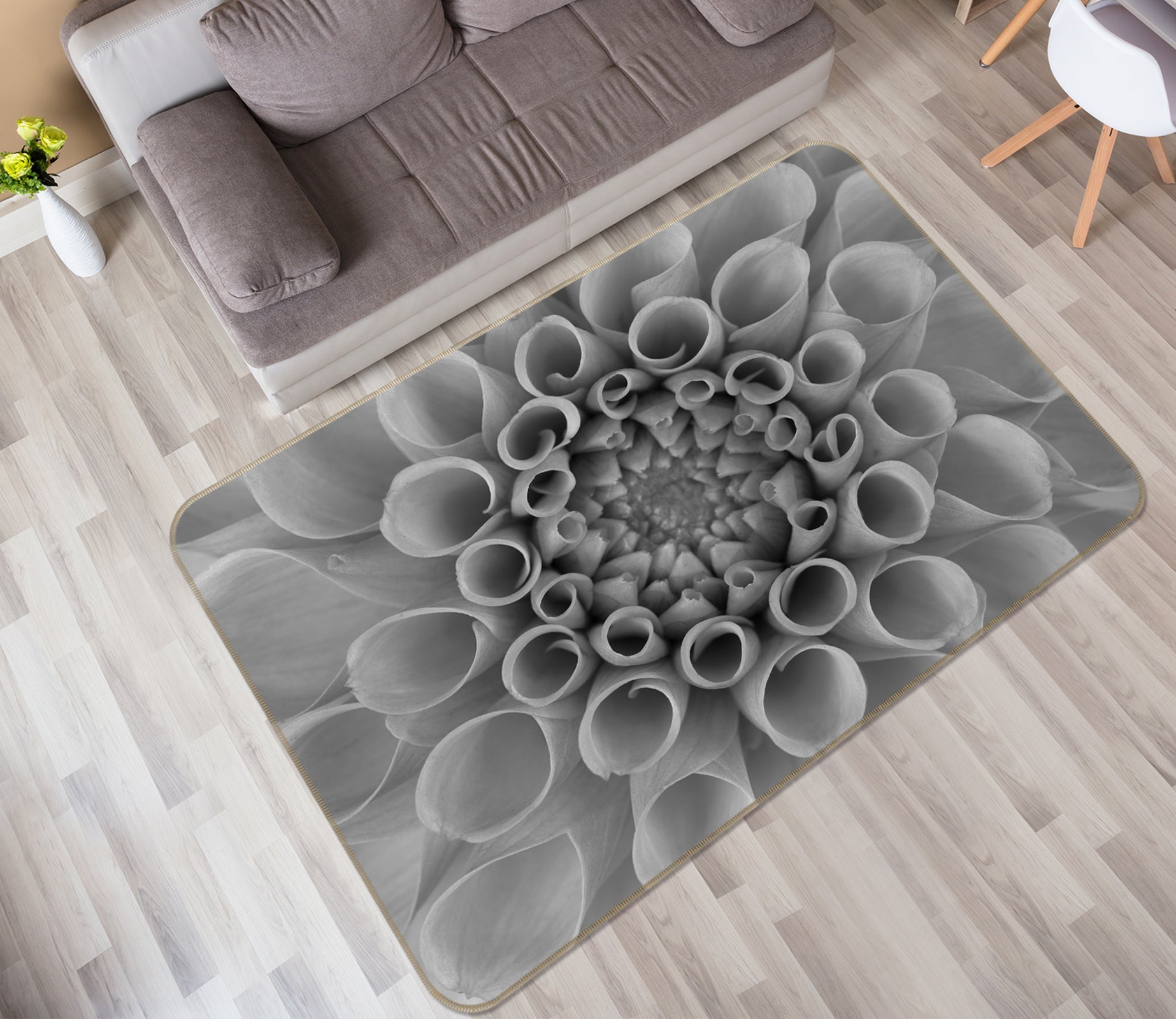 3D Black Ash Flowers 83186 Assaf Frank Rug Non Slip Rug Mat