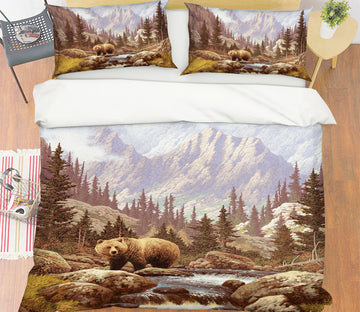 3D Brown Bear 21026 Bed Pillowcases Quilt