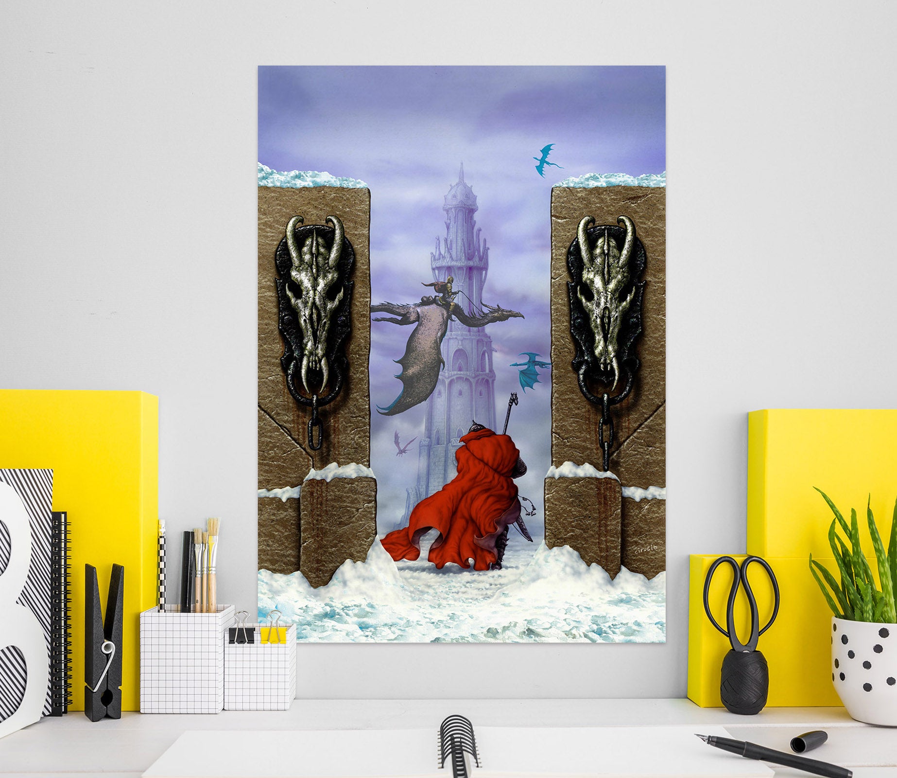 3D Red Robe Man Dragon 8078 Ciruelo Wall Sticker