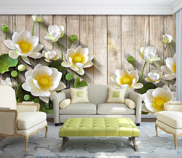 3D White Flowers 1017 Wall Murals Wallpaper AJ Wallpaper 2 