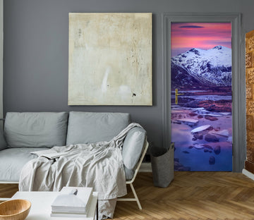 3D Lake Snow Mountain Sunset 11587 Marco Carmassi Door Mural