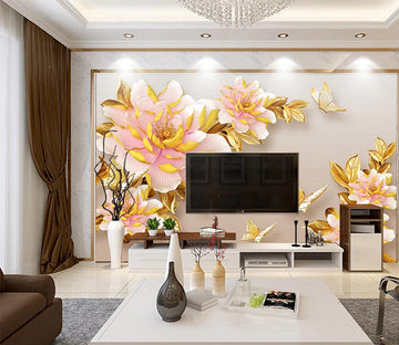 3D Yellow Peony W613 Wall Murals