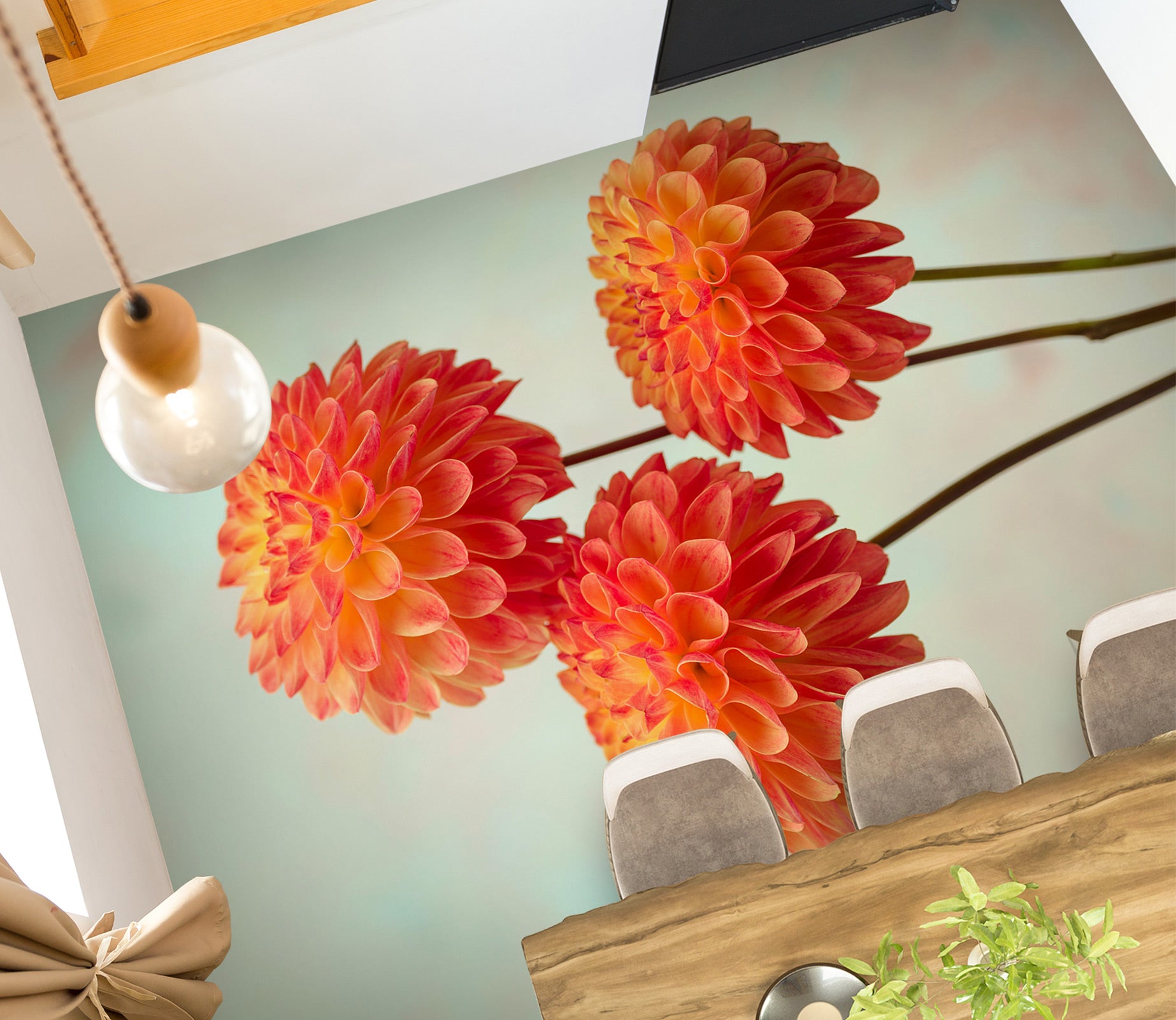 3D Red Flowers 9858 Assaf Frank Floor Mural