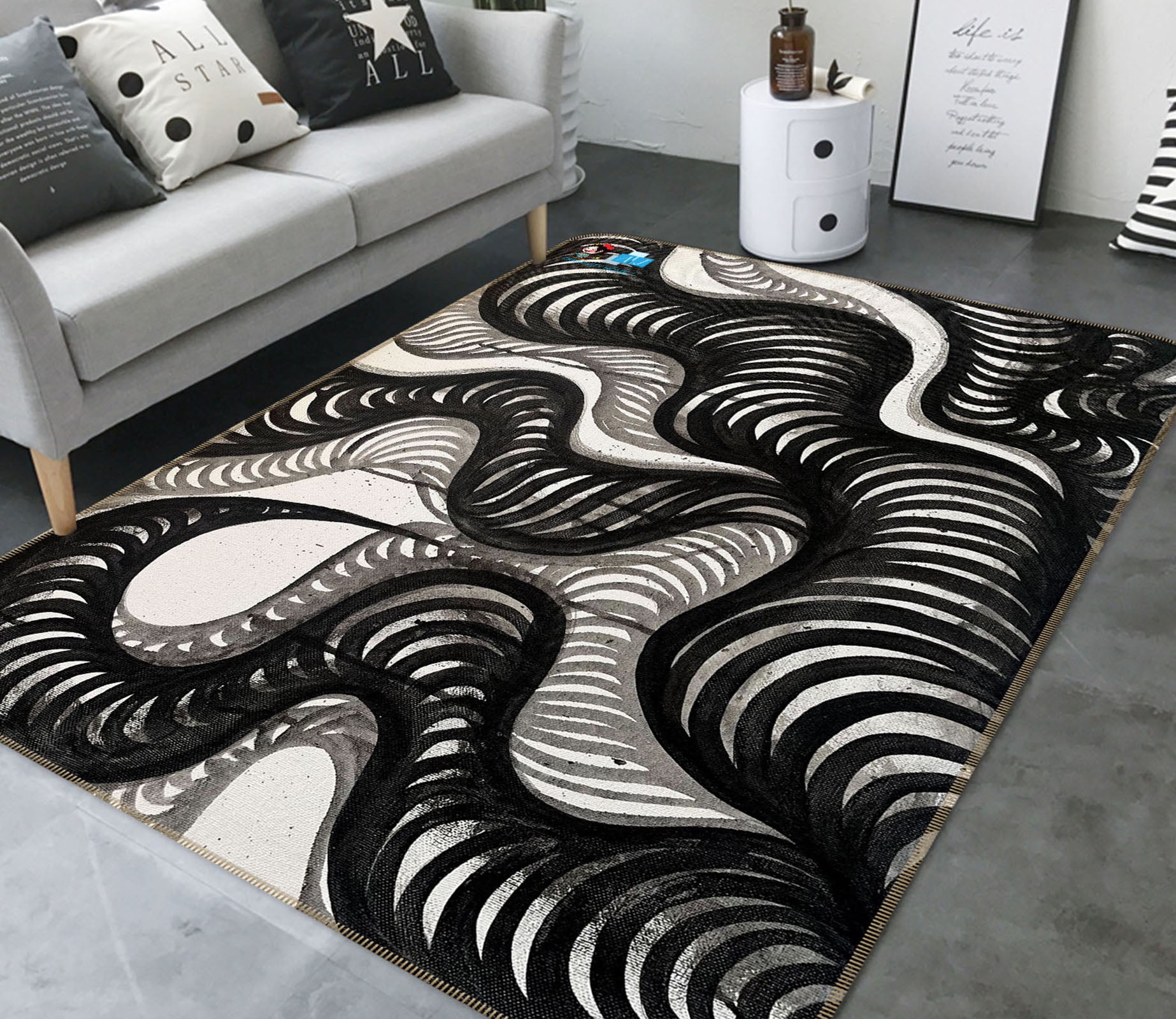 3D Black Circle 8221 Jacqueline Reynoso Rug Non Slip Rug Mat