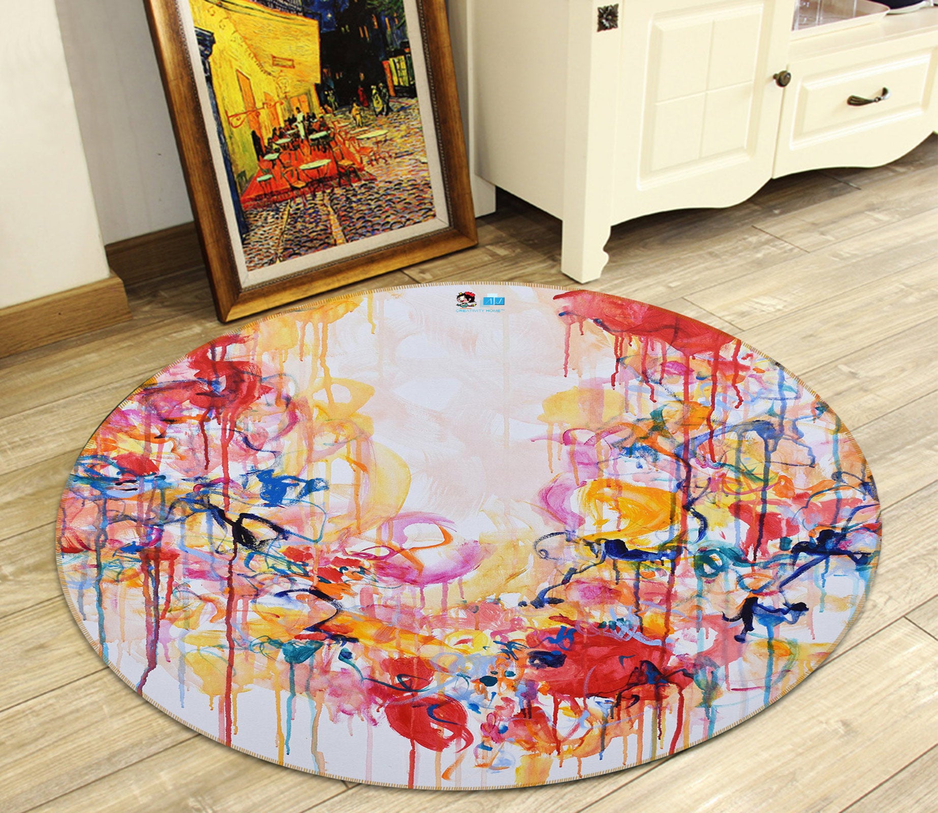 3D Color Watercolor 1359 Misako Chida Rug Round Non Slip Rug Mat