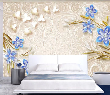 3D Blue Flower WC240 Wall Murals