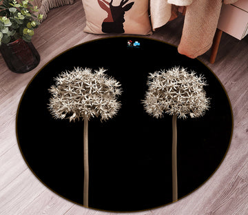 3D Dandelion Black 7602 Assaf Frank Rug Round Non Slip Rug Mat