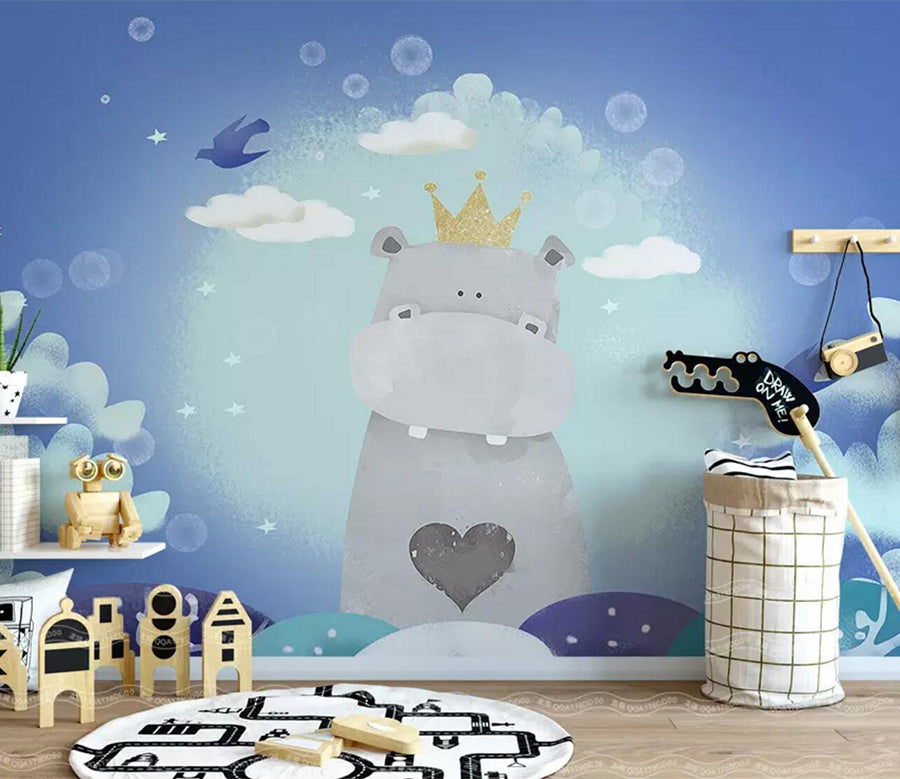 3D Hippo Pigeon WC441 Wall Murals