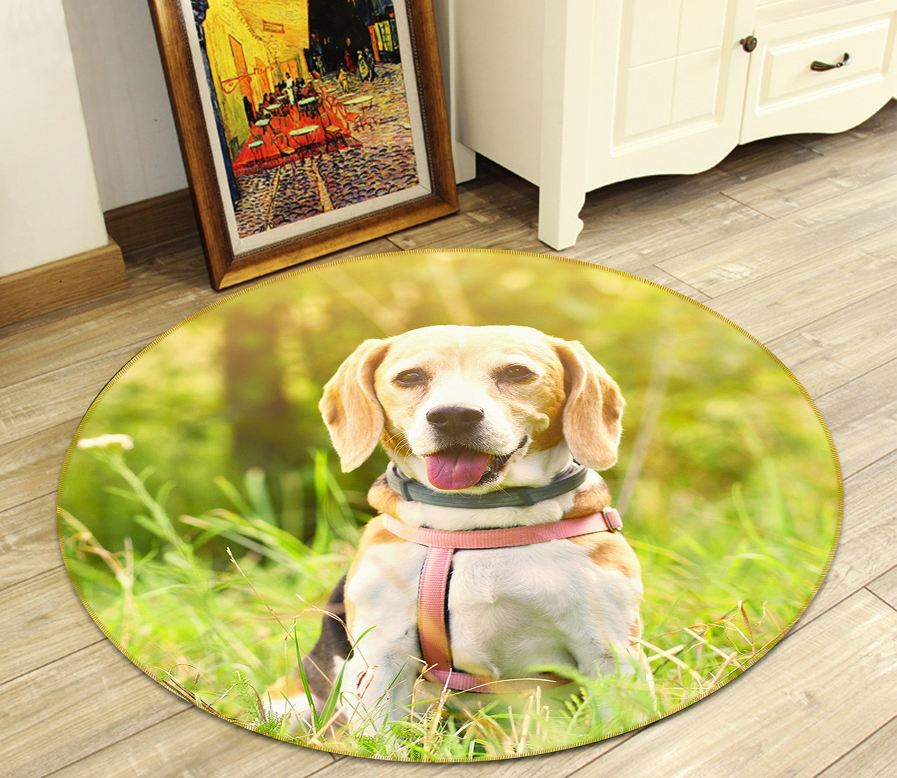 3D Grass Dog 82228 Animal Round Non Slip Rug Mat