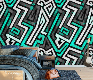 3D Green Gray Pattern 58112 Wall Murals