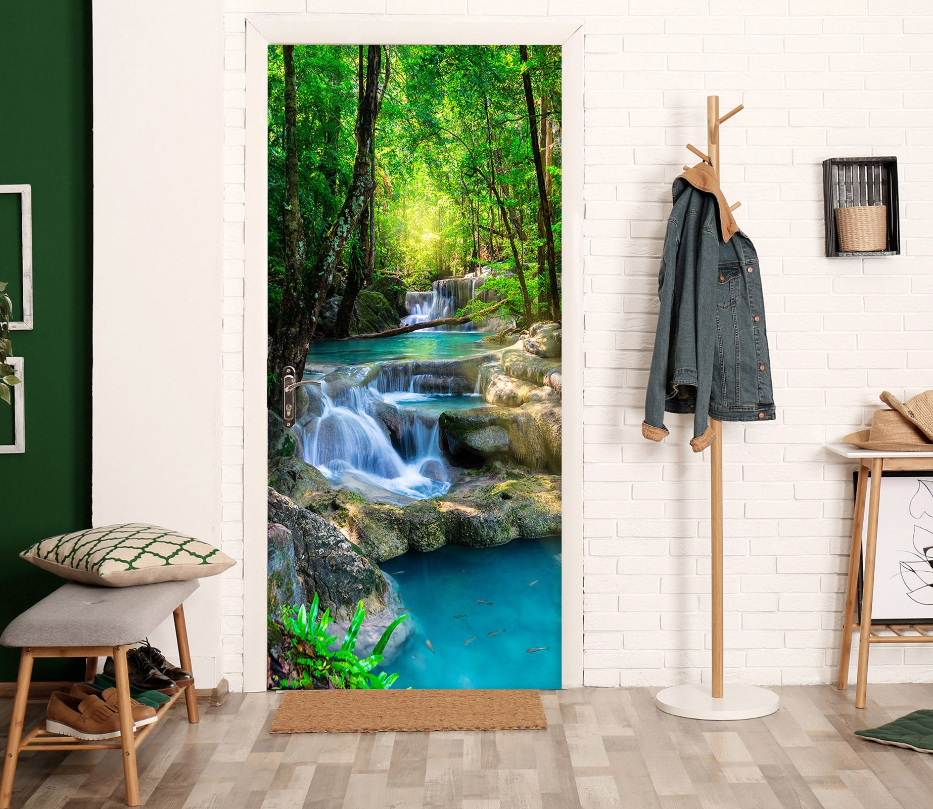 3D Forest Water 25073 Door Mural