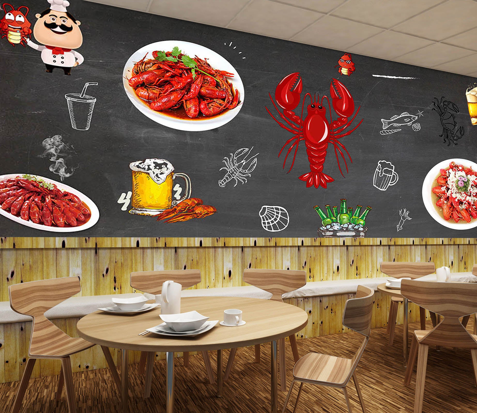 3D Red Lobster 3030 Wall Murals