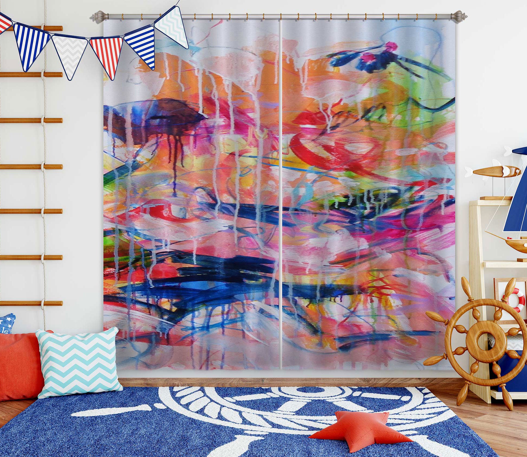 3D Watercolor Style 2400 Misako Chida Curtain Curtains Drapes