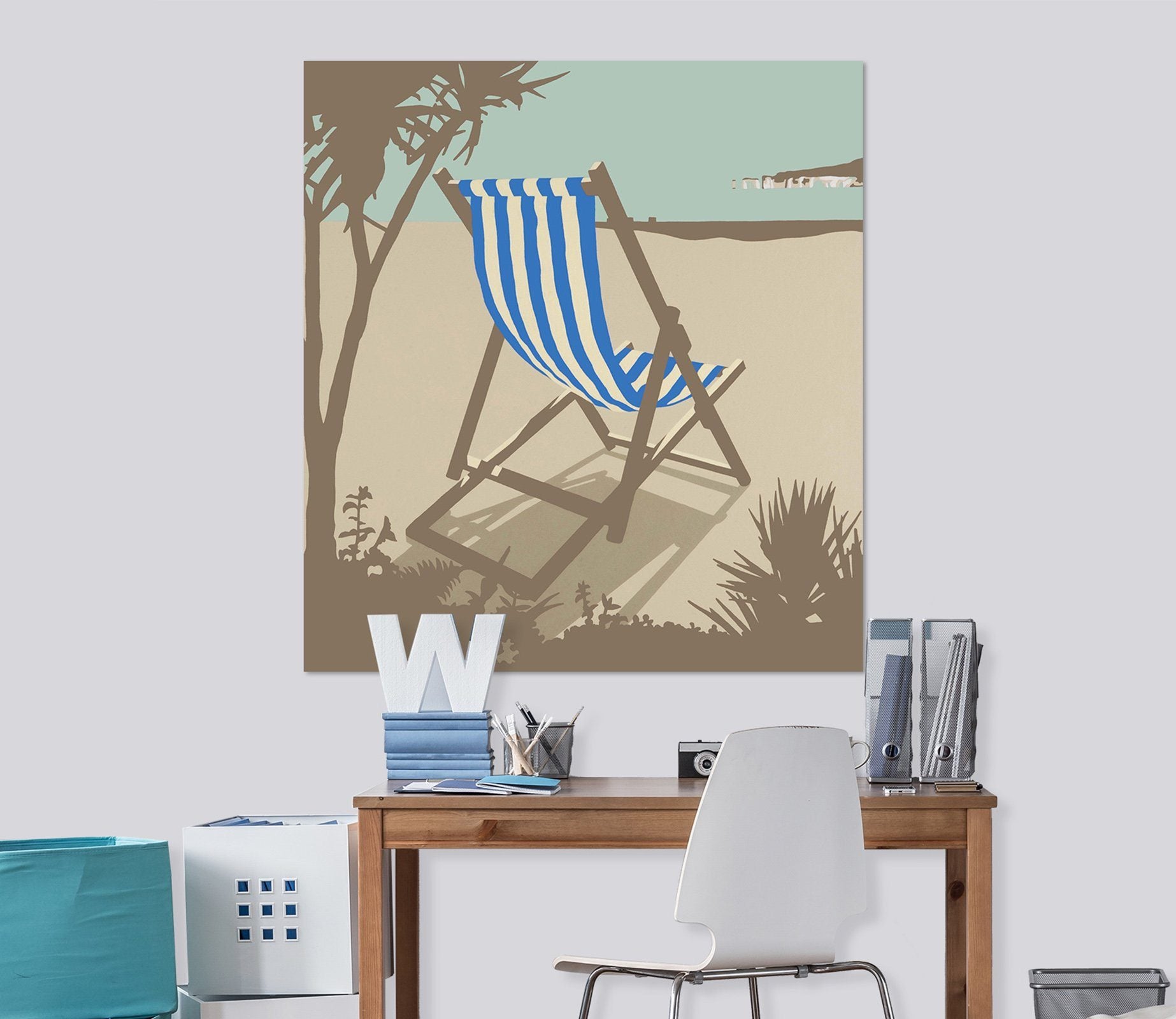 3D Bournemouth Blue Deckchair 017 Steve Read Wall Sticker Wallpaper AJ Wallpaper 2 