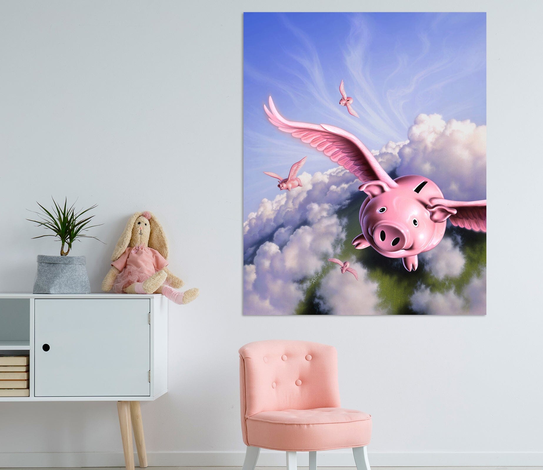 3D Flying Pig 034 Jerry LoFaro Wall Sticker Wallpaper AJ Wallpaper 2 